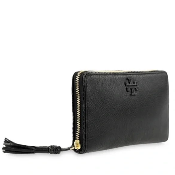 TORY BURCH Taylor Continental Wallet, Black Pebble Leather - Picture 3 of 12